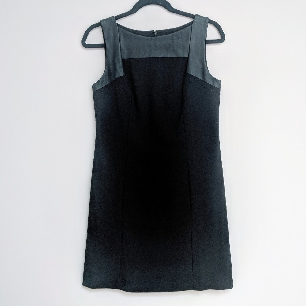 LOFT Leather detailing sheath dress